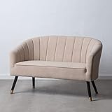  Sofá 2 plazas tapizado Beige de Terciopelo y Madera de 128x72x80 cm - LOLAhome