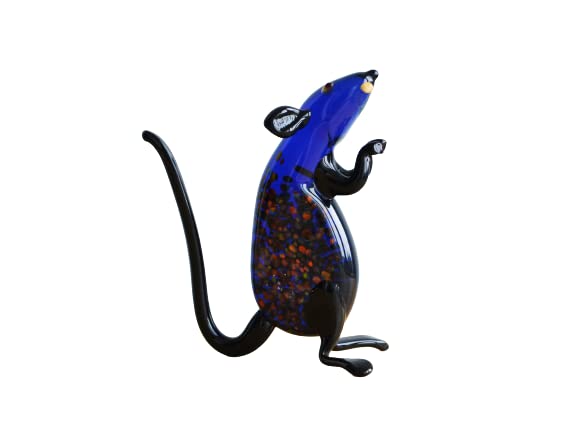 Amazon.com: Blue Glass Rat Figurine Animals Glass Rats Sculpture Art ...