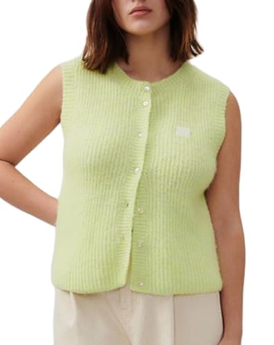 Image of Women Chunky Button Sweater Vest Sleeveless Round Neck Rib Knitted Tank Top Y2k Knitted Cardigan Vest Shirt