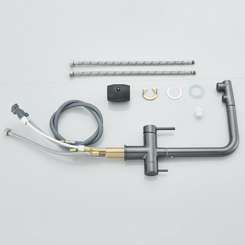 Robinet de cuisine à eau pure chrome avec mitigeur extractible pivotant - 7