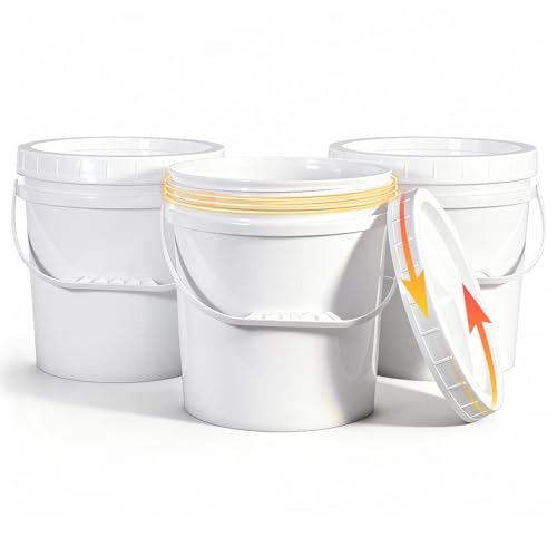 UMETASS 2.6 Gallon Plastic Bucket with Screw Lid 3 Pack - Food Grade Small Storage Bucket for Water Food Paint Cleaning Supplies (BPA-Free Stackable)