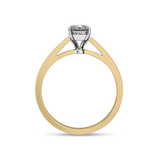 Solitaire Engagement Rings For Women, 7.5x5mm Emerald Cut Lab Created Moissanite 4-Prong Promise Rings in 10K / 14K Solid Gold or 925 Sterling Silver Jewelry Gift for Her4