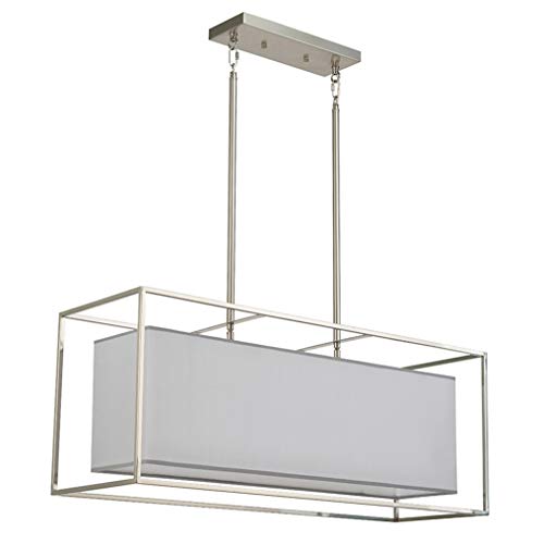 Vinsniv Fabric Rectangular Kitchen Island Dining Room Chandelier, Modern Premium Linear 5-Light Billiards Room Pendant, Adjustable Height, Gray Linen Shade, Brushed Nickel, 35.43"L UL-Listed E26 008 Vinsniv Fabric Rectangular Kitchen Island Dining Room Chandelier, Modern Premium Linear 5-Light Billiards Room Pendant, Adjustable Height, Gray Linen Shade, Brushed Nickel, 35.43"L UL-Listed E26 008