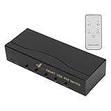 Commutateur KVM VGA, 1920 X 1440 4 en 1 Commutateur KVM VGA Plusieurs Ordinateurs Partagent Un Moniteur/4 Ports USB, Antipoussière et Dissipation Thermique, Enseignement de la Visioconférence de(EU)