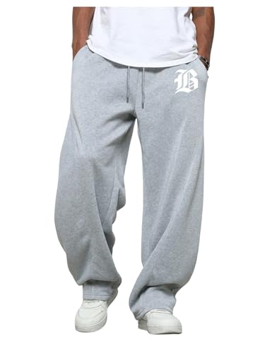 SOLY HUX Men's Baggy Sweatpants Letter Graphic Drawstring Elastic Waist Wide Leg Pants with Pockets4
