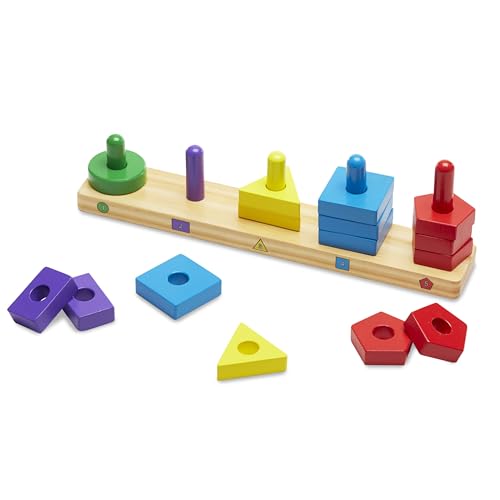 Image of Melissa & Doug Stack and Sort Board - Wooden Educational Toy with 15 Solid Wood Pieces (Pack of 12)