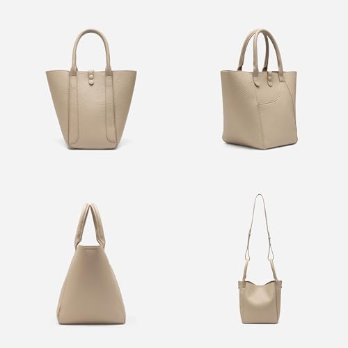 Image of NEWBELLA Women's Hobo Handbags - Soft PU Leather Shoulder Tote Purses with Zipper for Stylish and Functional Everyday Use (Beige-Bucket)