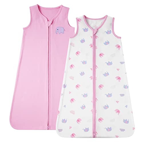 Image of DaysU Baby Sleep Sack 18-24 Months 100% Cotton, Baby Girl Wearable Blanket 2-Way Zipper TOG 0.5, Breathable Lightweight Baby Sleeping Bag 2 Pack, Toddler Sleep Sacks 2t, Elephant, X-Large