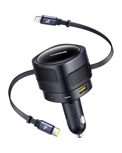 Baseus Enjoyment Max Car Charger with USB-C Lightning Cables and USB-
