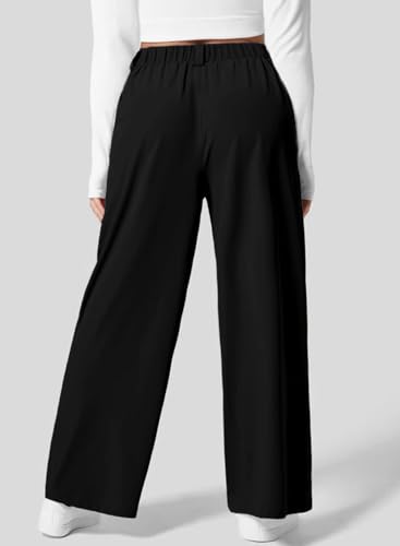 Eytino Womens Plus Size Wide Leg Dress Pants Elastic High Waisted Casual Waffle Palazzo Pants Trousers with Pockets(1X-5X)2