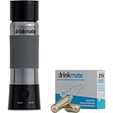 DrinkMate instaFizz Carbonating Water Bottle - Sparkles ANY Drink On the Go - 21oz Stainless Steel, BPA-Free, Wide Mouth, With Insulating Sleeve and Ten 8g CO2 Chargers (Black)