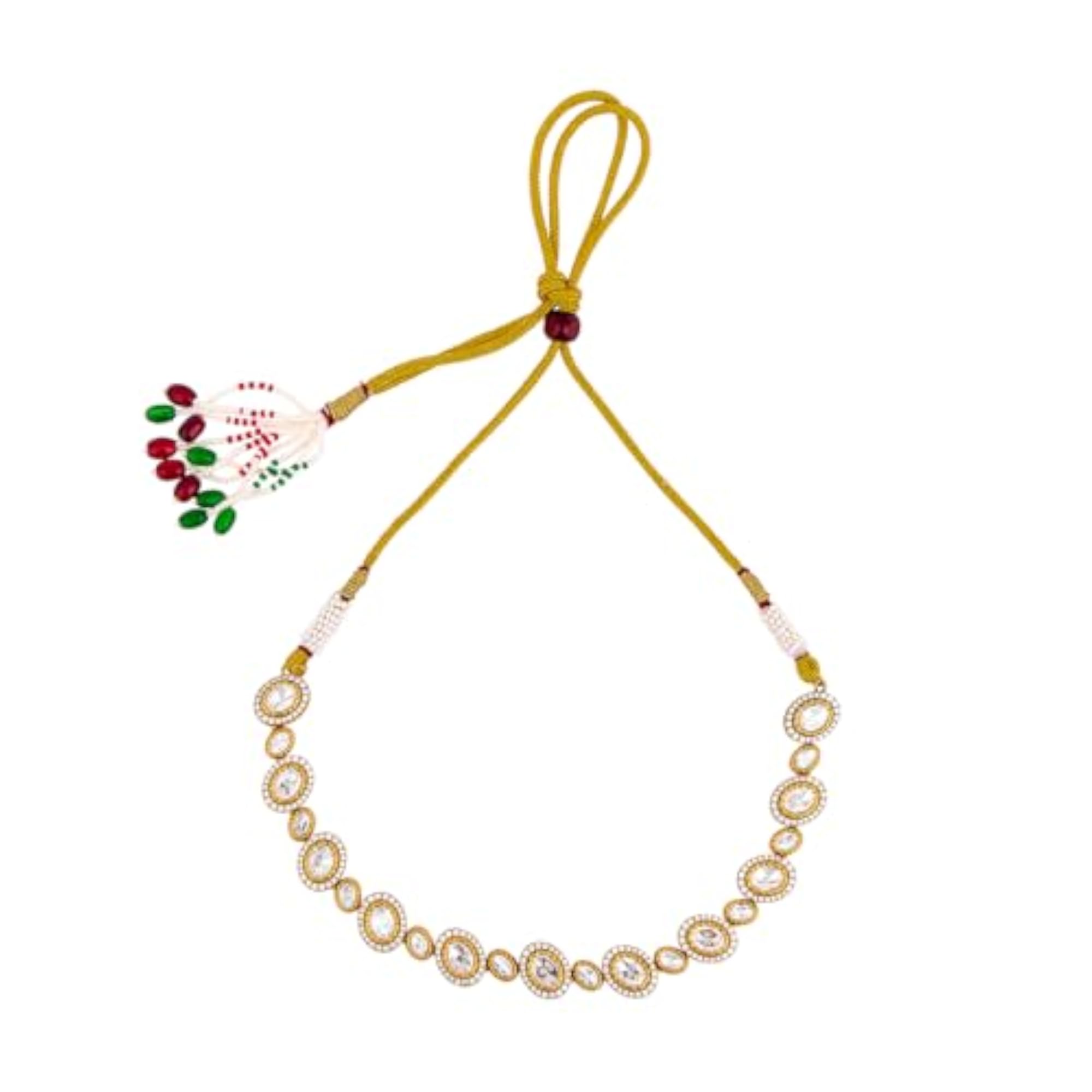 White Victorian Polished Copper Kundan Necklace for Women