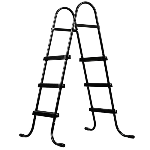 42 Inch 3 Step Pool Ladder, All Black Above Ground Pool Ladder with Non-Slip Steps, Iron Frame