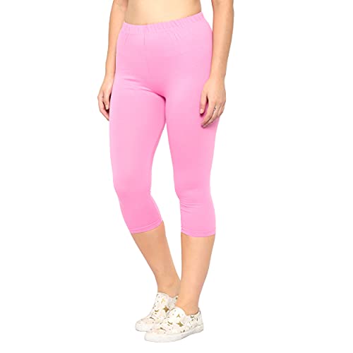Image of Irana Women Cotton Stretchable Capri | Slim /Regular Fit | Breathable Yoga, Gym & Lounge Wear | High-Waist Stretchable 3 /4 Length Leggings|Capri Pants for Women - Pack of 1