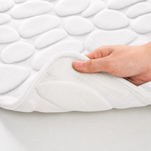 Image of HomeCloud Memory Foam Bath Mat, Cobblestone Bathroom Rectangular Rugs Floor Mats Super Water Absorbent Bath Mats for Bathroom /Machine Washable Bath Rugs (Stone White, 40x60cm)
