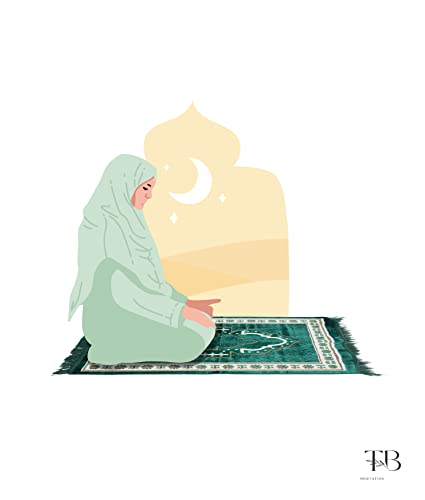 Tb Islamic Prayer Rug Thick Soft Velvet Muslim Mat Unique Arabic Turkish African Embroidered Design Prayer Bead Daily Salah Prayer Meditation Ramadan Eid Gift For Women Men Kids (Green) #TOP4