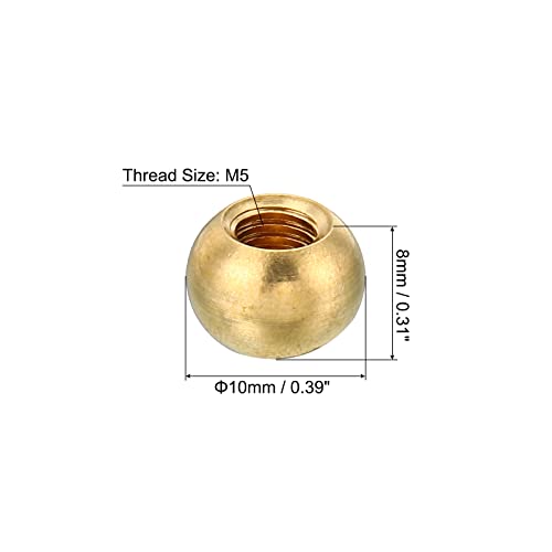 Patikil M5X0.8 Thread Cap Nuts Knob, 5 Pack Brass Ball Lamp Decoration Screw Caps Nut For Furniture Lighting #TOP1