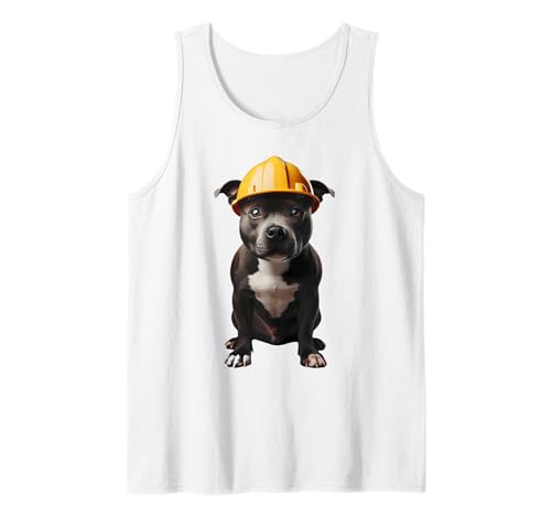 Staffordshire Bull Terrier Dog - Casco duro amarillo para trabajadores Camiseta sin Mangas
