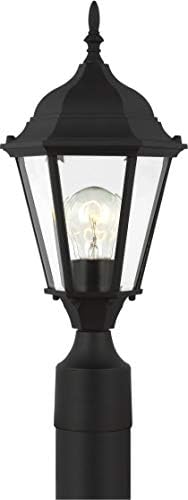 Sea Gull Lighting 82938-12 Outdoor Post Mount with Clear Beveled Glass Shades, Black Finish