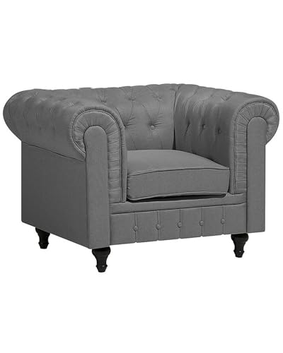 Beliani Sillón Chesterfield tapizado Gris