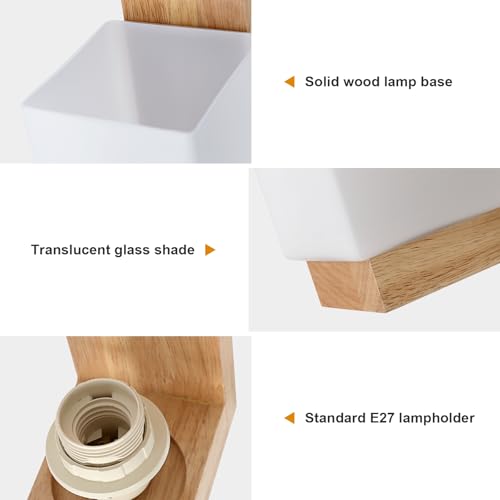 Aplique de pared moderno en madera y vidrio con diseño atemporal E27 3