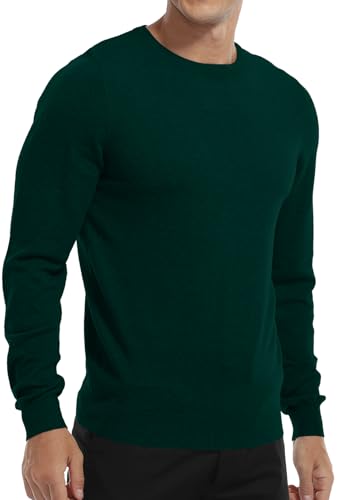 Image of MLANM Men's Casual Slim Fit Basic Jumper Long Sleeve Knitted Crew-Neck Classic Tops Winter Warm Knitted Crew Neck Jumper Long Sleeve Soft Cozy Mock Neck Knitwear Pullover Sweater, Dark Green L