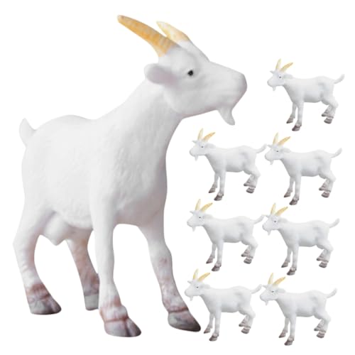 Toyvian - Juego de 8 figuras de cabra en miniatura para decoración de micropaisaje ornamentos de cabra para jardín, miniatura, oficina, maceta de animales de granja