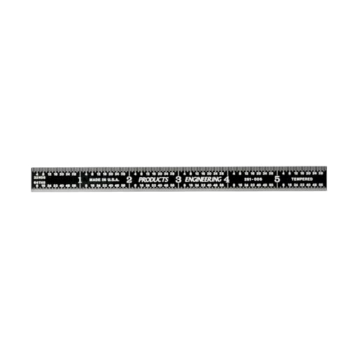 PEC Tools 6/150mm Flexible Metal Ruler Stainless Steel Machinist Rule with Black Chrome Finish High Contrast English & Metric Graduation (1/32 1/64 0.5mm 1.0mm) Easy to Read Made in USA