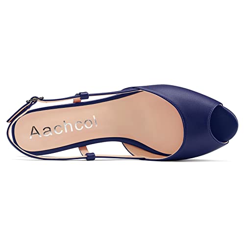 Aachcol Women Pumps Peep Open Toe Ankle Strap Slingback Kitten Low Heel Dress Shoes Sandals Matte Office Wedding Shopping 1.5 Inch4