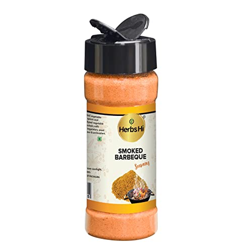 HerbsHi Smoked Barbeque BBQ Seasoning for grilled vegetable, fries, nachos, paneer, chicken wings, eggs, meats, steaks, subs, burgers, sausage55 Gm X 1