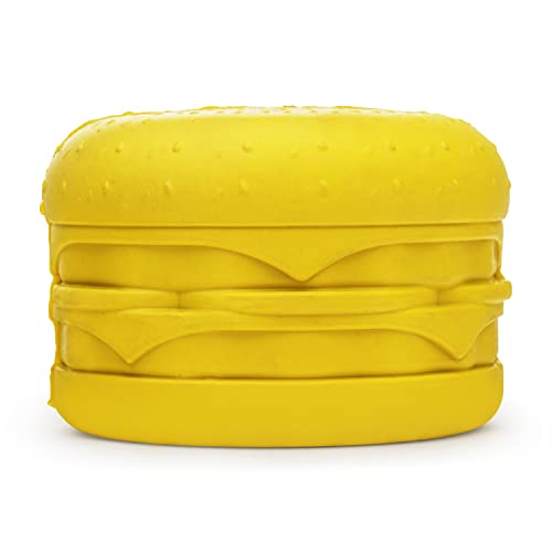 BULLYMAKE - Cheeseburger Rubber Chew Toy for Dogs - Rubber Toy for Dogs - Made in USA - Treat Stuffing Toy