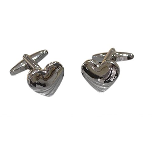 Mancuernillas metal domed chapadas en rodio corazón miniatura 1