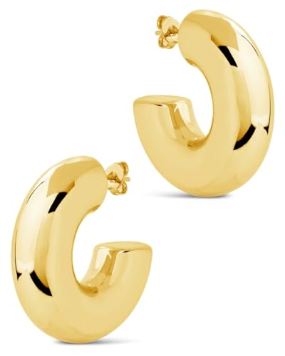 Chunky Gold Hoops Earrings for Women - Water Proof and Lightweight