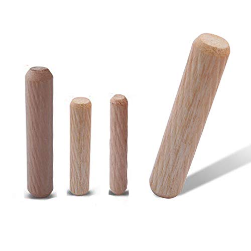 Tiberham 200 Stück Holzdübel M6 M8 M10 M12 Hartholz Rillenstopfen Möbel Holzarbeiten gerillt gerillt Pin, Handwerk (6 mm, 8 mm, 10 mm, 12 mm) Cover