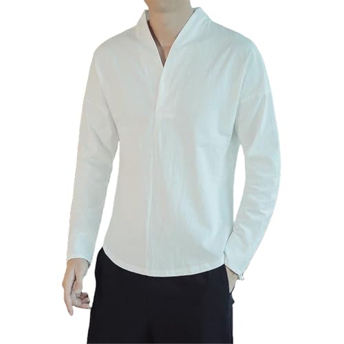 Chemise manches longues homme en coton et lin de style chinois