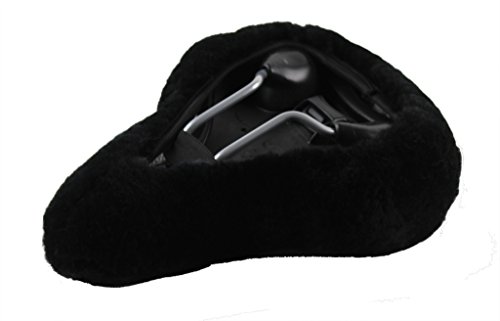 Reissner Lammfelle Fahrradsattel Bezug Fahrradsattelüberzug aus Merino Lammfell FSB-A-0 schwarz 27x24cm – Ansicht 2