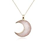 COLORFUL BLING Simple Resin Moon Necklace Imitated Druzy Crescent Charm Pendant Crystal Chain Necklace for Women-A white
