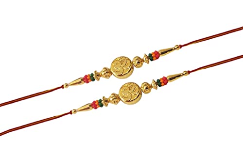 Set von zwei Rakhi, Om Design Rakhi Faden, Raksha Bandhan Geschenk für Ihren Bruder Vary Farbe und Multi-Design Cover