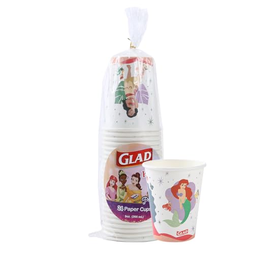 Glad for Kids Disney Mickey & Friends Disposable Paper Cups, “Magic is in All of Us” - Heavy Duty, Soak Proof, Kid-Friendly Paper Cups for Drinking and Everyday Use, 9 Ounce, 24 Count