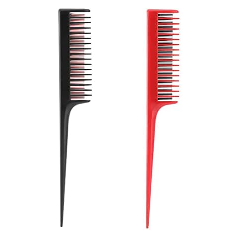 "2Pcs Hairdressing Back Combing 3-row Teeth Teasing Comb Plastic Highlighting Comb Triple Teasing Comb Rat Tail Combs Back Combing Brushes Hair Styling Combs for Women " Cover