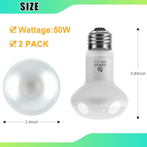 Image of Reptile Heat Lamp 2Pack 50W, Intense Basking Spot Light Bulb with UVA, Simulate Natural Daylight Heat Bulb for Reptile, Turtle, Bearded Dragon, Lizard, Tortoise, Gecko, Snake