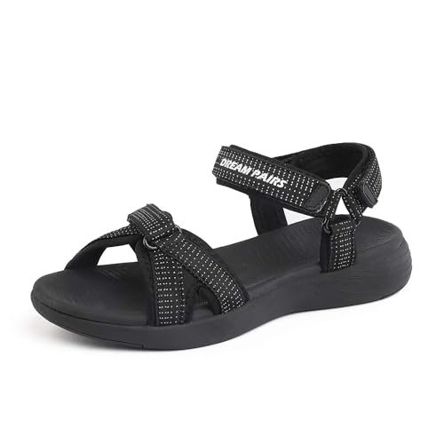DREAM PAIRS Women's Sport Athletic Sandals Outdoor Hiking Sandals 5 Black