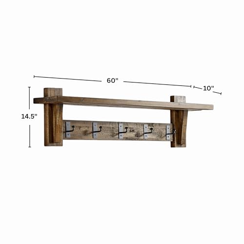 Alaterre Furniture Durango Rustic Wall Mounted Coat Rack, Natural, 60 Inch by Alaterre Furniture - Used condition - Image 3