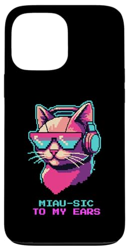 Divertido Ventilador de Gatos y música, 8 bits, diseño Retro de píxeles Carcasa para iPhone 13 Pro MAX