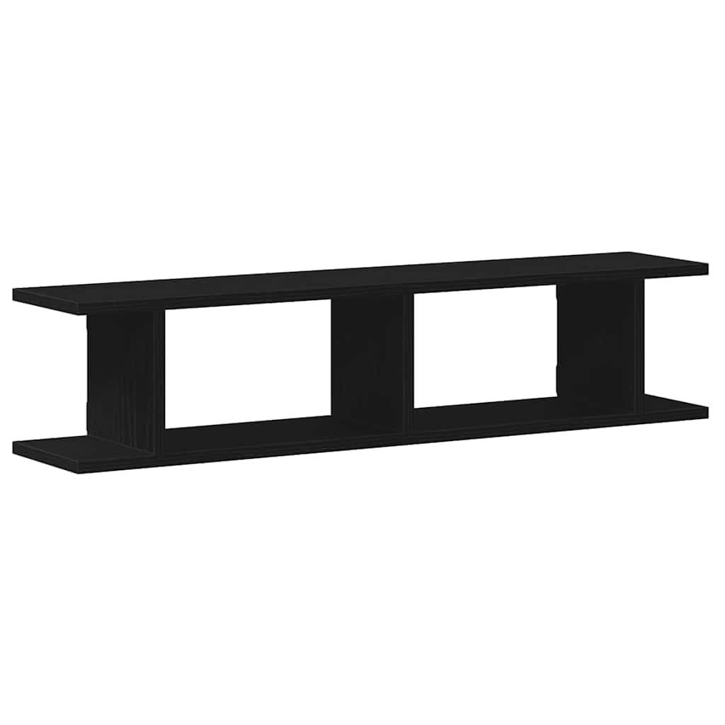 Homgoday Estantes de Pared 2 uds Roble Negro 90x18x20 cm Estantería de Pared Colgante Flotante Almacenamiento Espacio Decoración Artículos Diarios en Familia