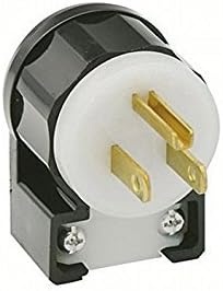 5266-CA 15 Amp 125 Volt Angle Plug Straight Blade Industrial Grade Grounding Black-White
