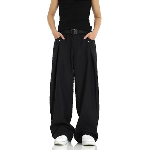 Xingfenly Wide Leg Office Pant Baggy Waist Trousers Male Streetwear Casual Korean Bottoms