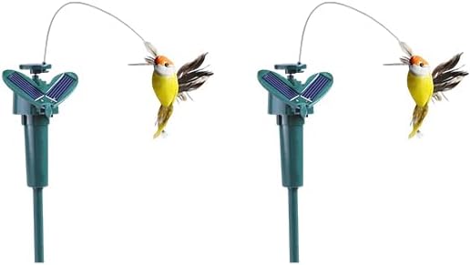 2Pack Solar Powered Flying Hummingbird Solar Yard Stake Fluttering Power Fluttering Flying Dancing Hummingbird for Garden Yard Stake Landscape Decor
