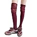 Mrotrida Women's Knee Pile Stockings Fashion Solid Color Thigh High Stockings High Splice Thigh Knitted Long Socks (US, Alpha, One Size, Regular, Regular, Wine Red)