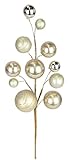 Künstlicher Dekozweig Silber 47 cm Weihnachtsdeko mit glänzenden glitzernden Kugeln Weihnachtsstrauß Christbaum Schmuck festlicher Zweig Deko Zweig Goldkugeln Weihnachtsgesteck Tischdeko Adventskranz